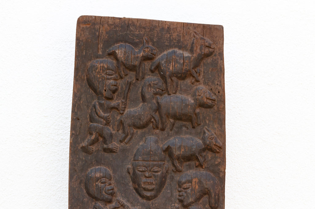 Ancient Carved Yoruba Figurative African Door (Trade)