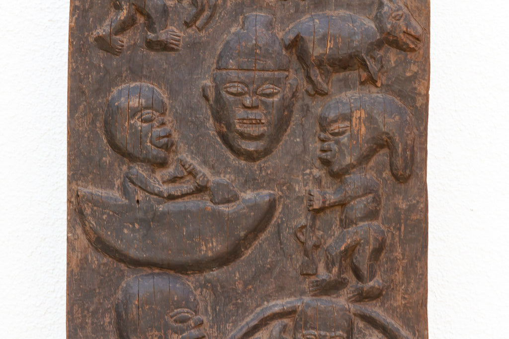 Ancient Carved Yoruba Figurative African Door (Trade)