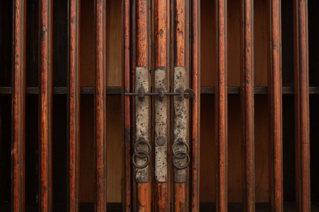 Tall Antique Chinese Lattice Noodle Cabinet