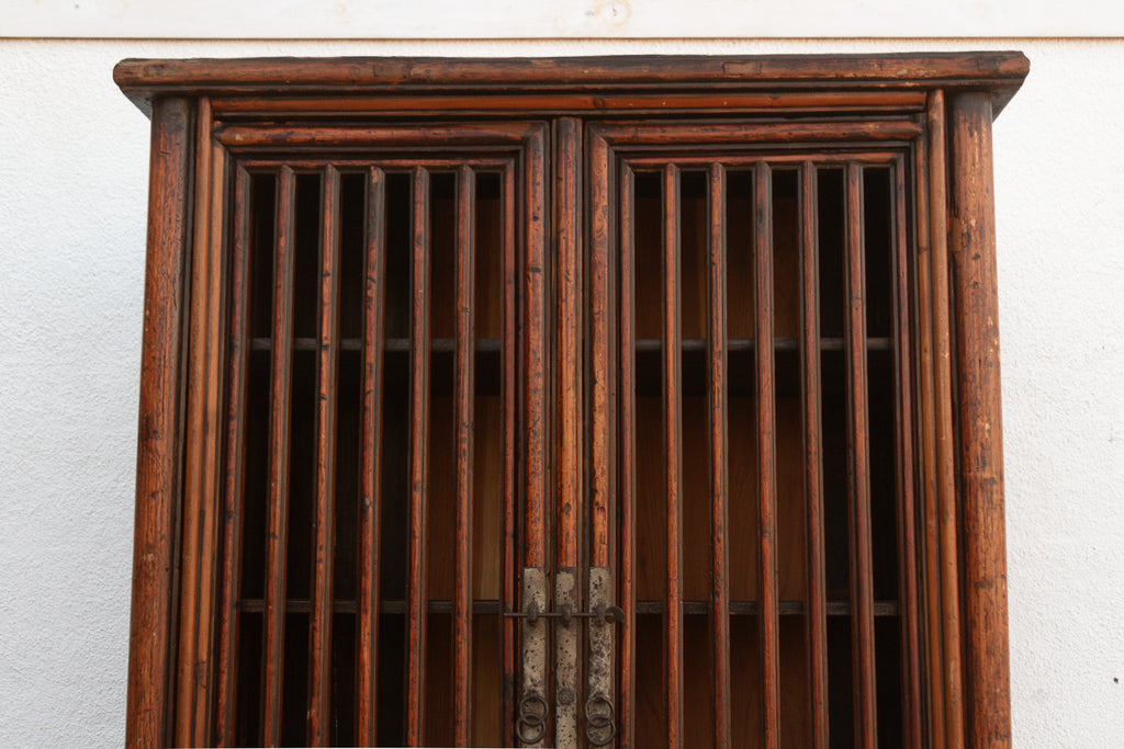 Tall Antique Chinese Lattice Noodle Cabinet