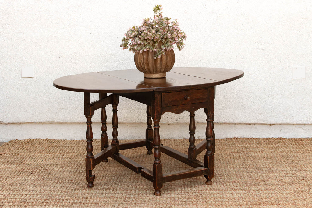 Antique English Oak Gateleg Drop Leaf Table