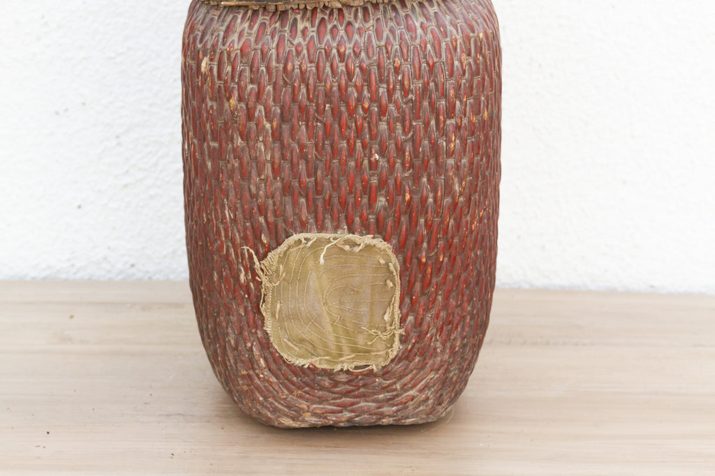 Antique Willow Storage Basket w/Lid