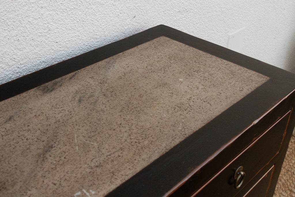 20th Century Black Lacquer Stone Top Console