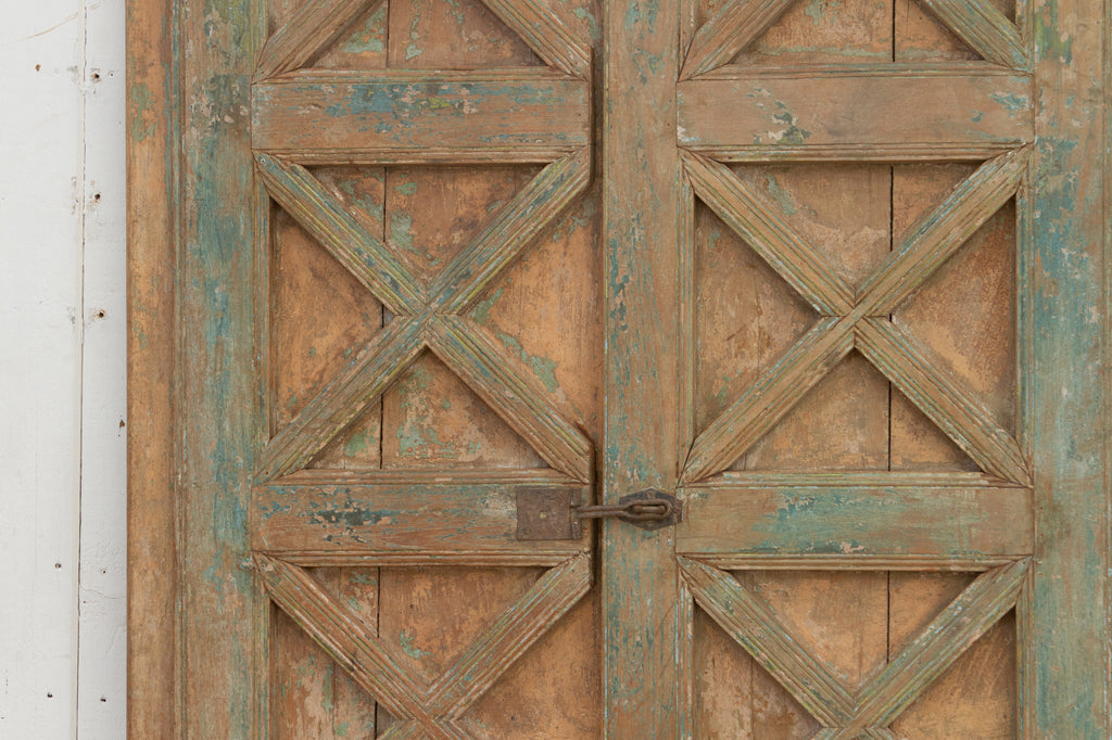 Antique Painted Rajasthani Teak Doors