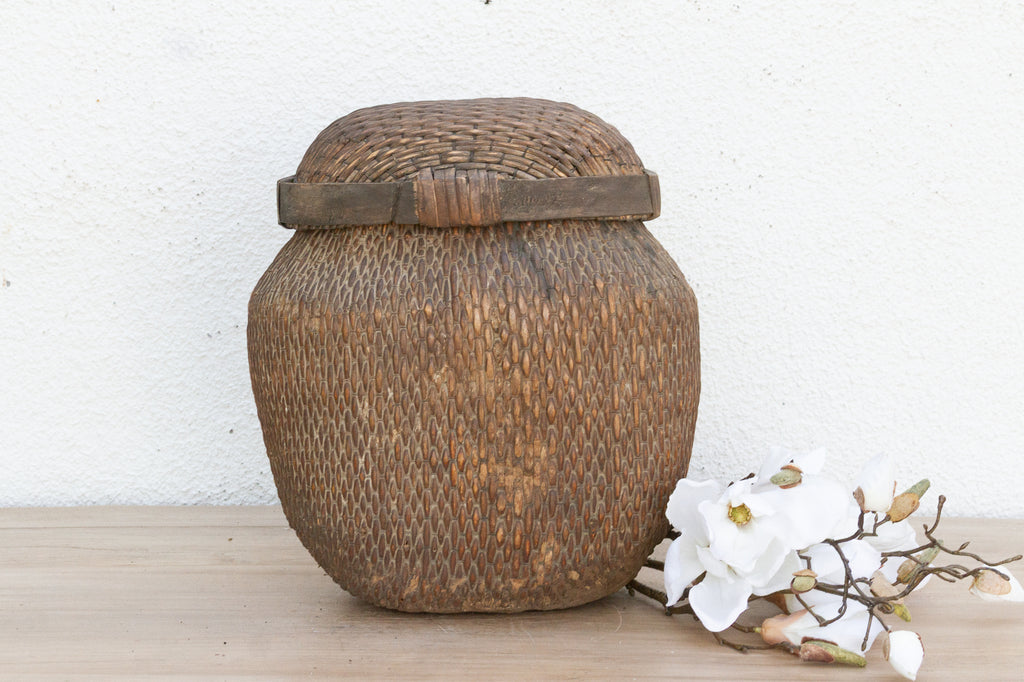 Handwoven Village Lidded Basket