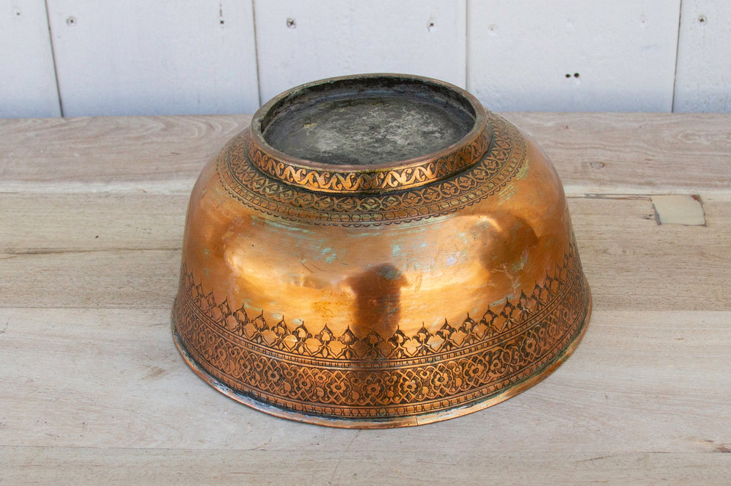 Antique Finely Engraved Copper Bowl (Trade)