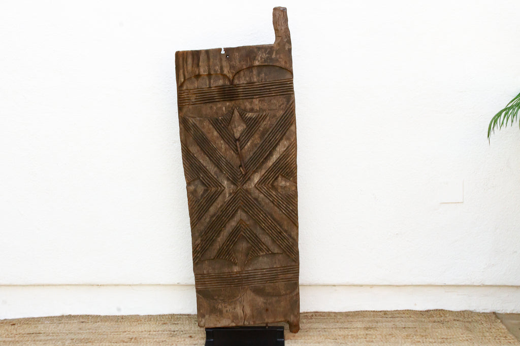 Patinated Antique Carved Geometric Door (Trade)