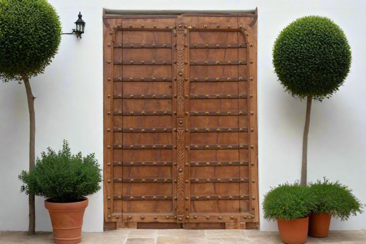 Antique Iron Bound Medieval Double Door– DE-COR | Globally Inspired
