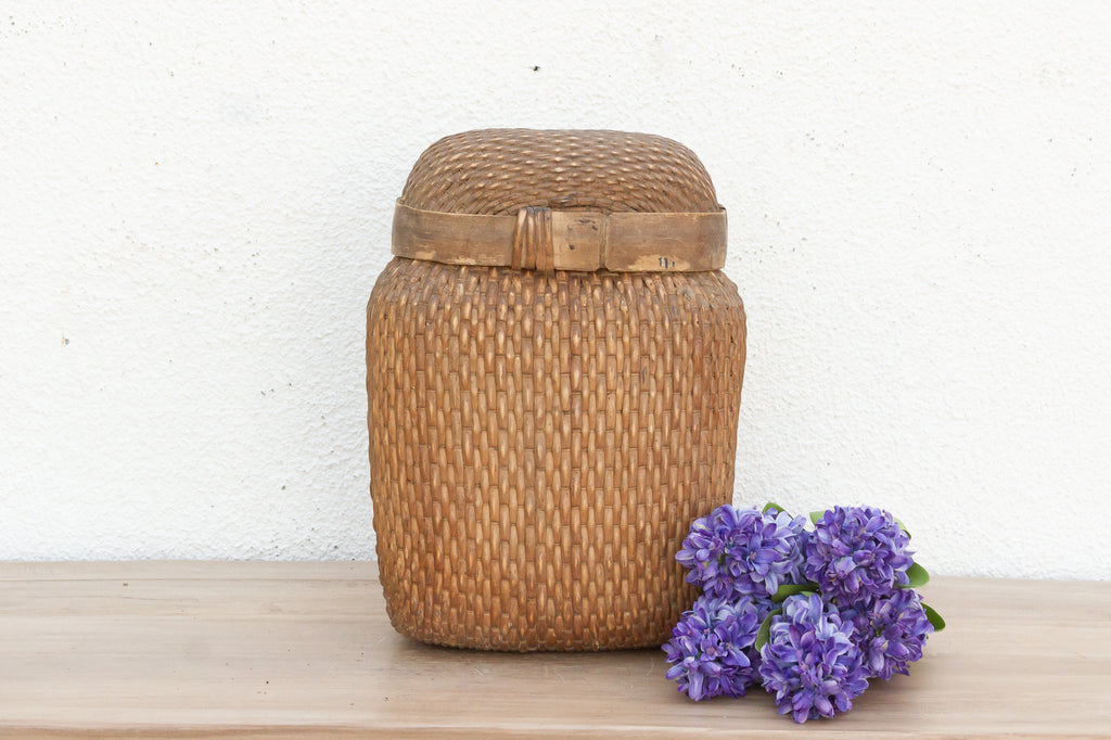 Antique Harvest Basket with Original Lid