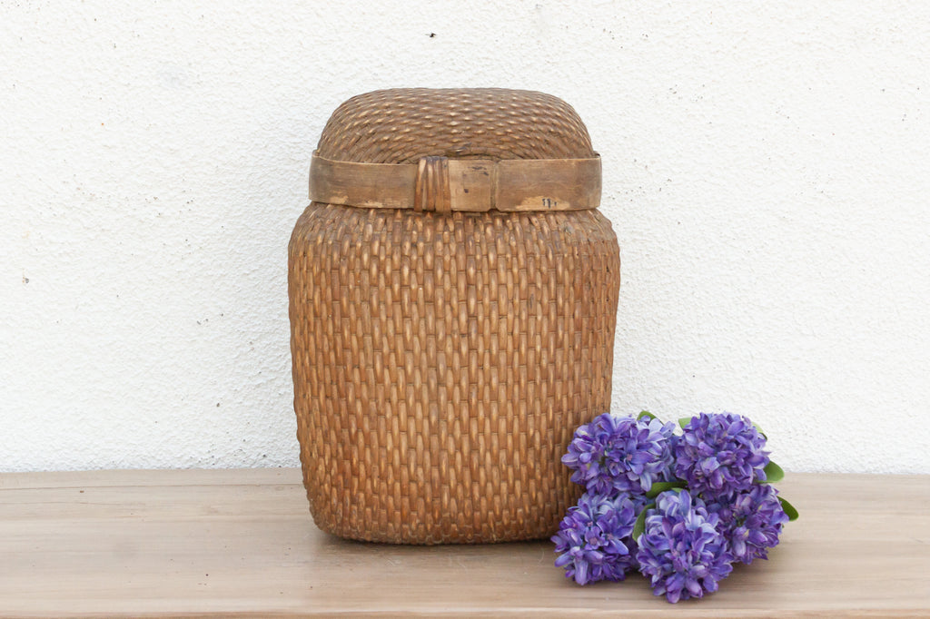 Antique Harvest Basket with Original Lid