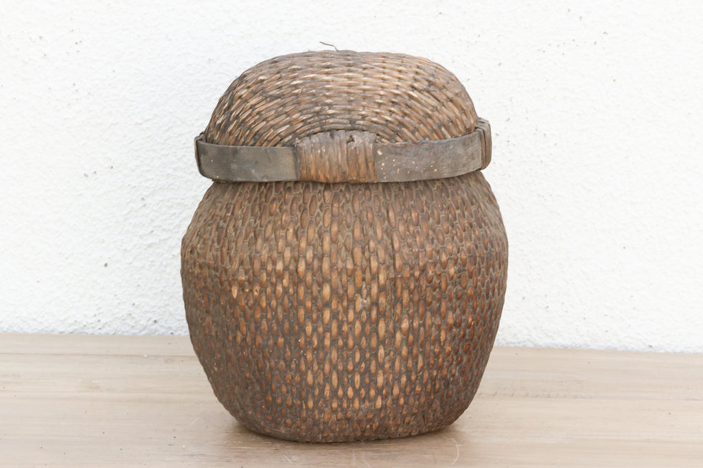 Old Farmhouse Woven Lidded Storage Bin