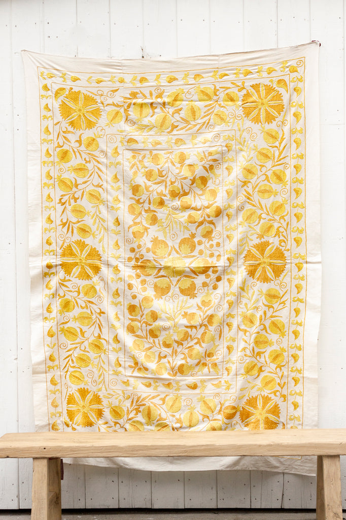 Melina Golden Yellow Suzani Throw– DE-COR Globally Inspired