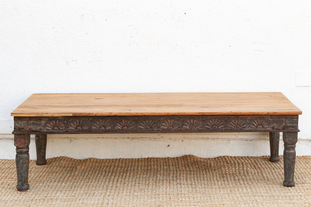 Long Antique Indian Takhat Teak Coffee Table