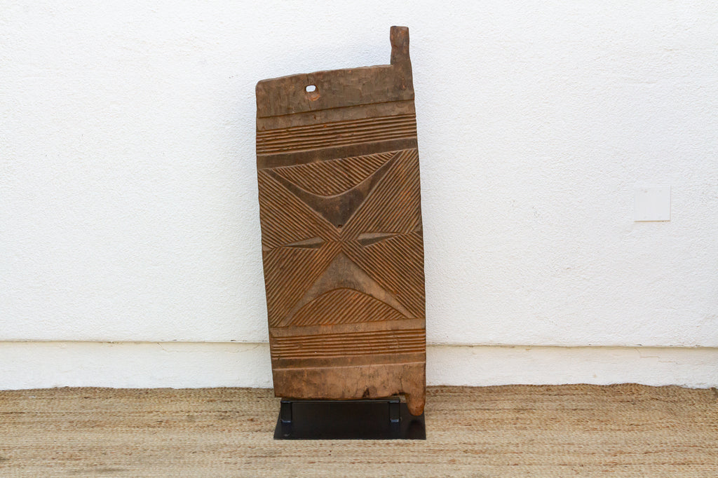 Ancient Hourglass Carved Motif African Door