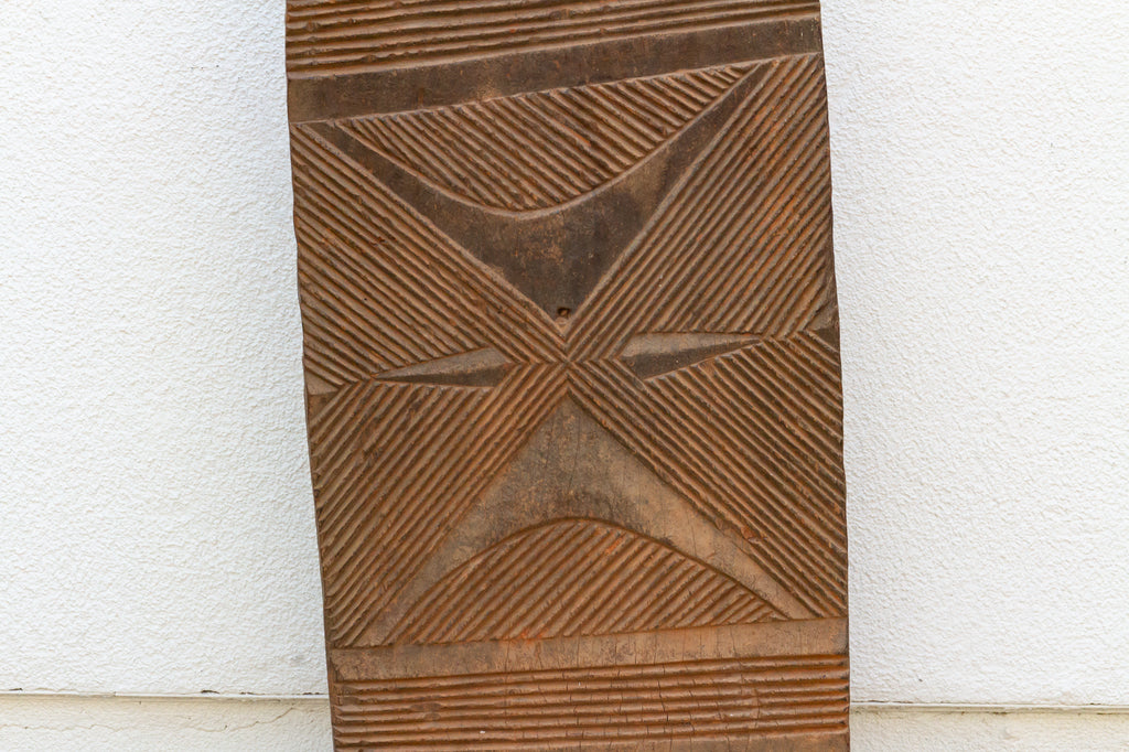 Ancient Hourglass Carved Motif African Door