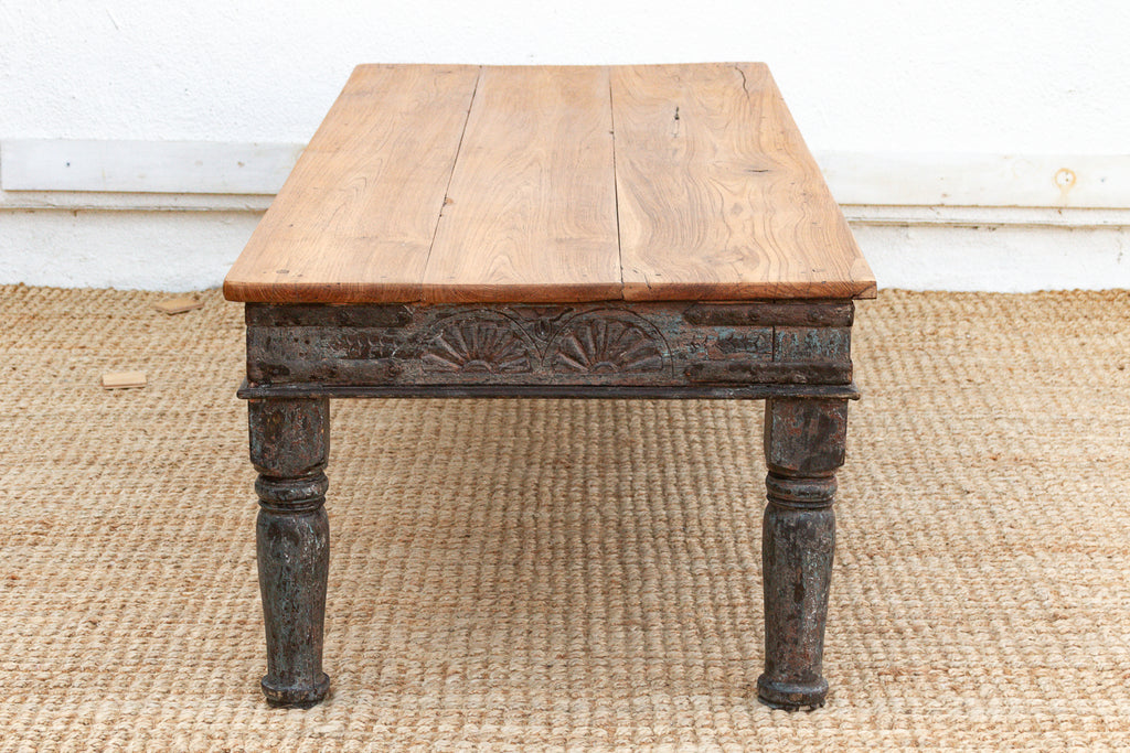 Long Antique Indian Takhat Teak Coffee Table