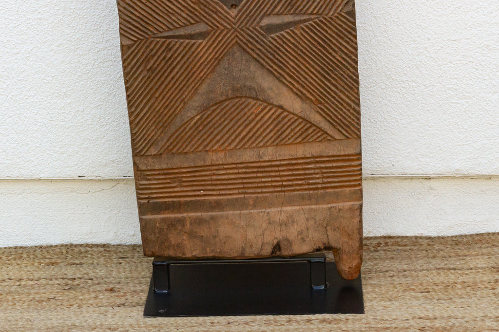 Ancient Hourglass Carved Motif African Door