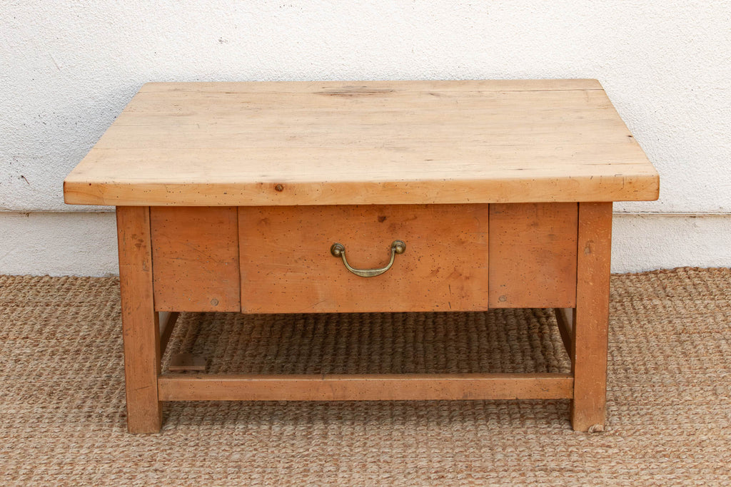 1800's English Sycamore Coffee Table w/ 1 Drawer (Trade)