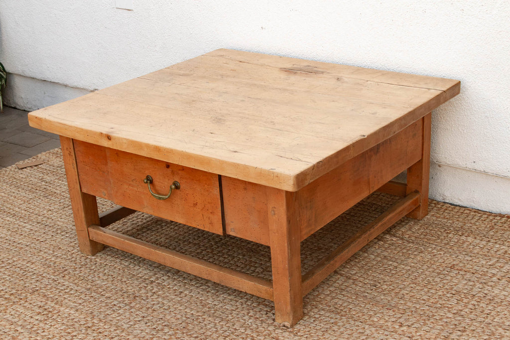 1800's English Sycamore Coffee Table w/ 1 Drawer (Trade)