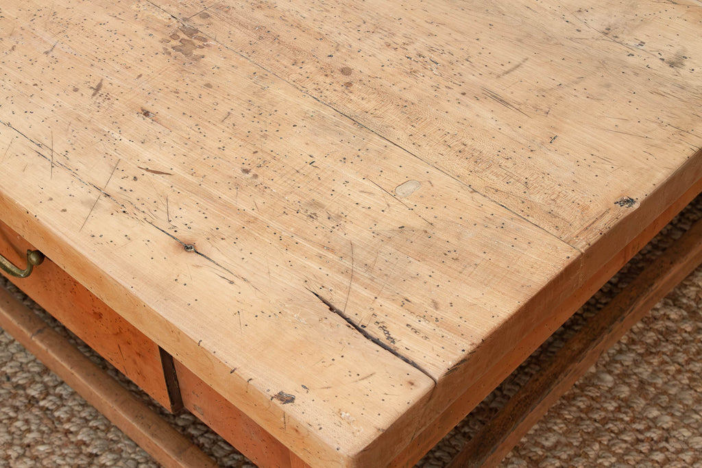 1800's English Sycamore Coffee Table w/ 1 Drawer (Trade)