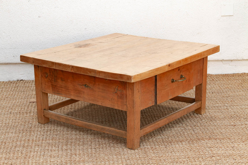 1800's English Sycamore Coffee Table w/ 1 Drawer (Trade)