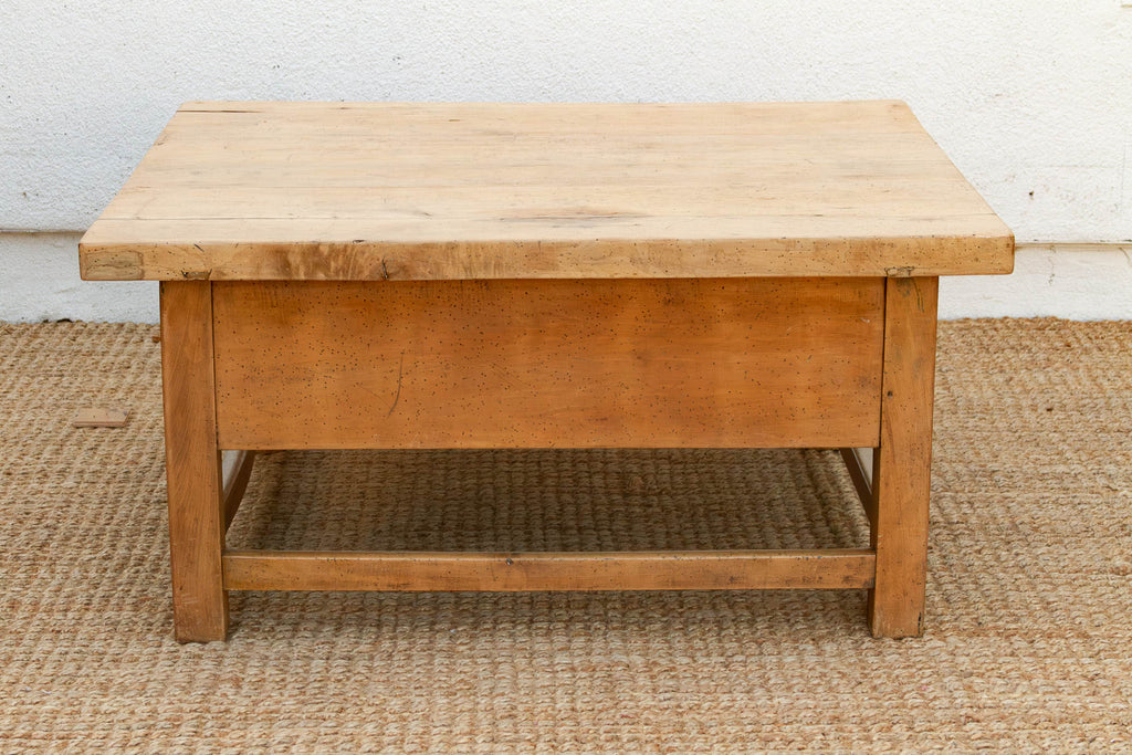 1800's English Sycamore Coffee Table w/ 1 Drawer (Trade)