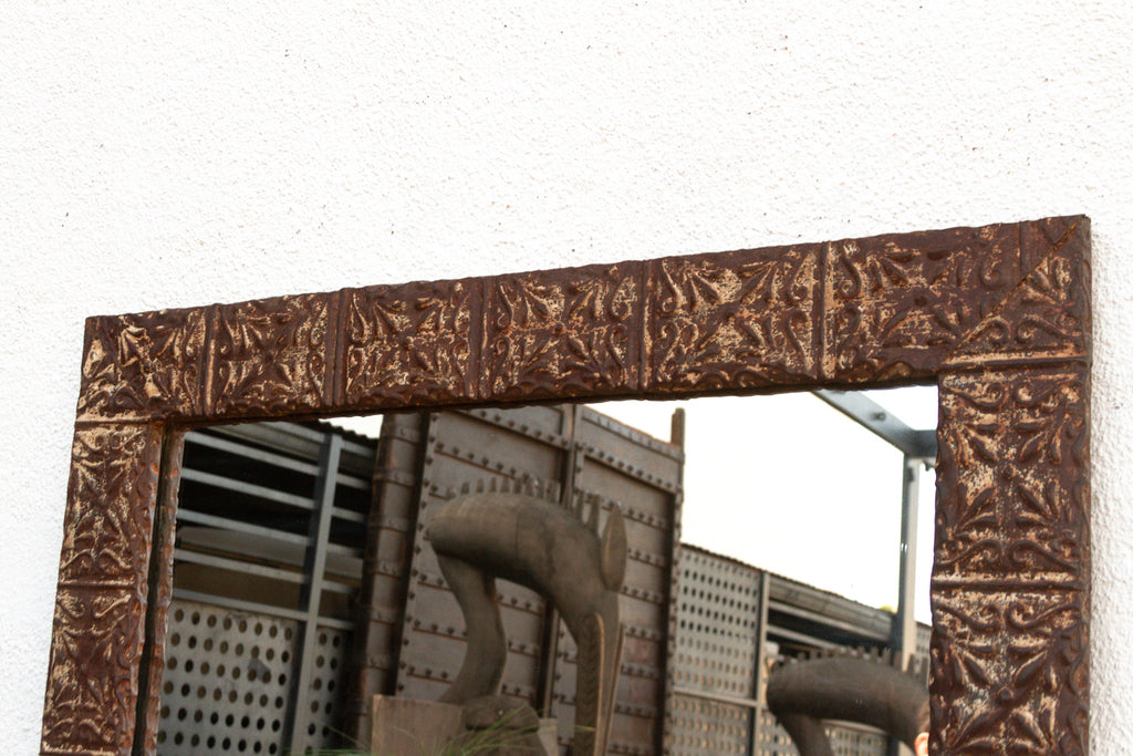 Large Antique Pressed Tin Tile Floor Mirror (Trade)