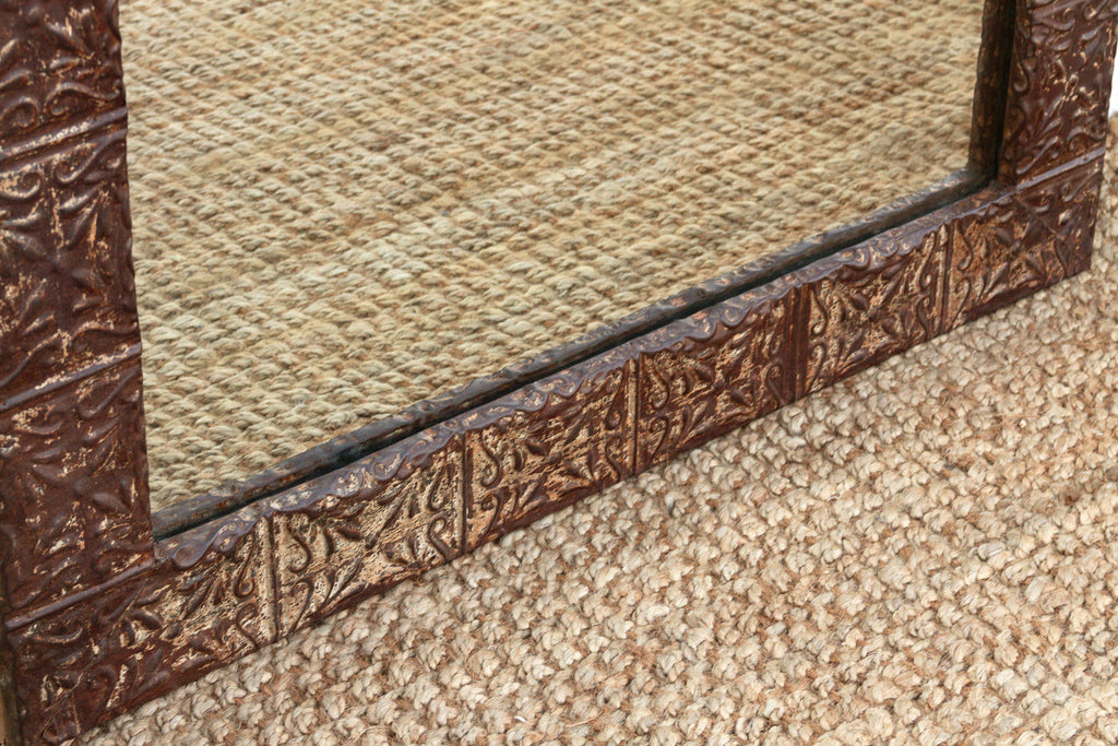 Large Antique Pressed Tin Tile Floor Mirror (Trade)