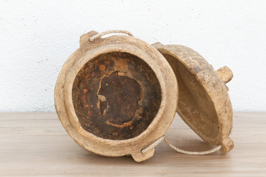 Antique Country Style Wooden Lidded Pot