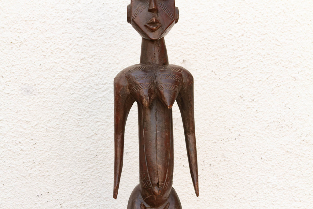 Antique African Carved Wood Mumuye Figure on Stand