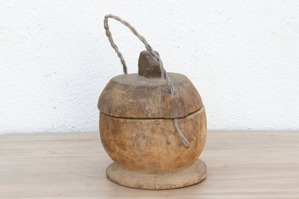 Antique Wooden Bowl w/ Rope Handle