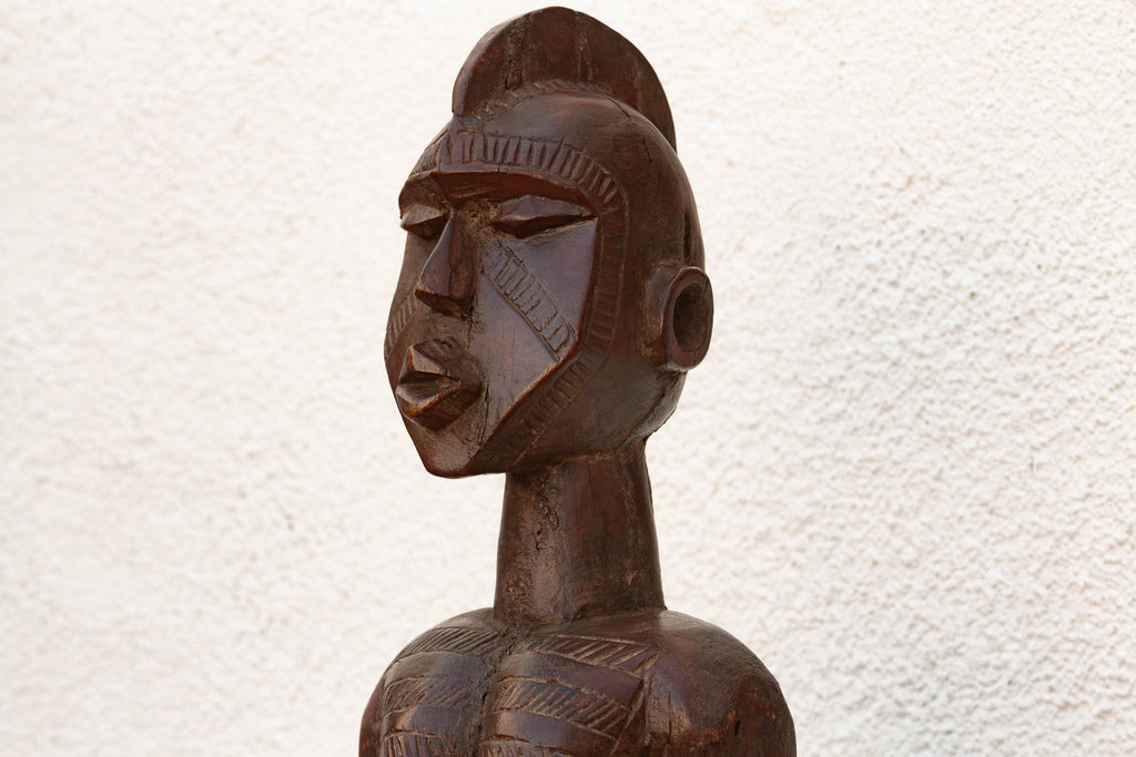 Antique African Carved Wood Mumuye Figure on Stand