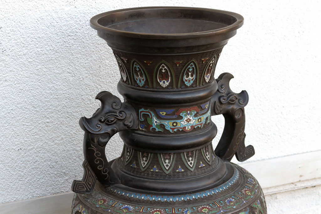 Massive Chinese Cloisonne Enamel Floor Vase