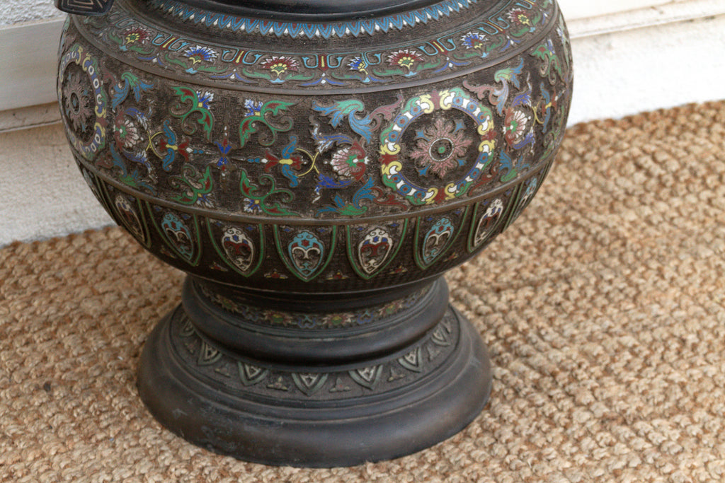 Massive Chinese Cloisonne Enamel Floor Vase