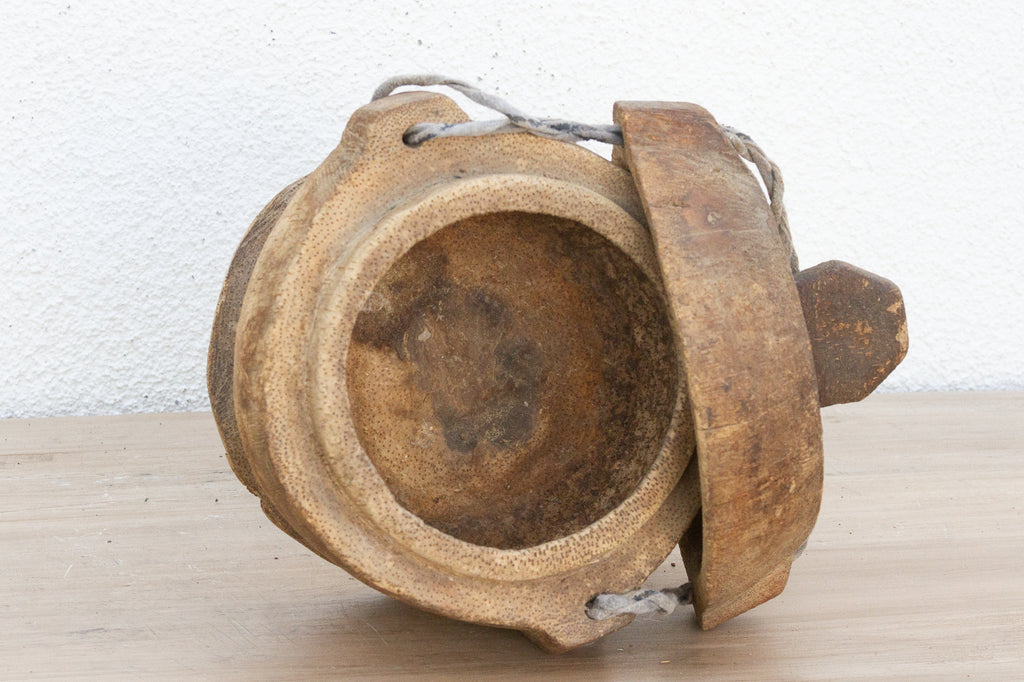 Antique Wooden Bowl w/ Rope Handle
