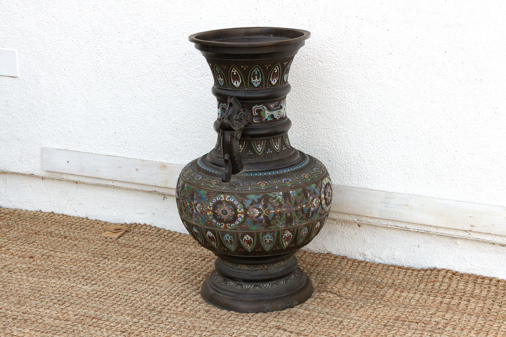 Massive Chinese Cloisonne Enamel Floor Vase