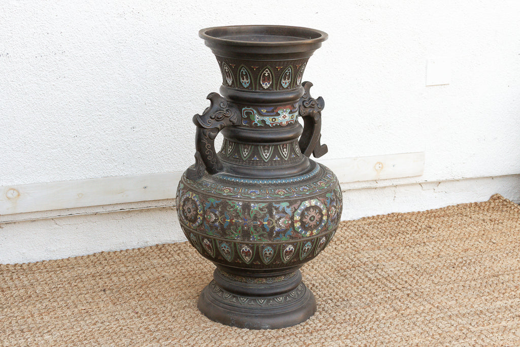 Massive Chinese Cloisonne Enamel Floor Vase
