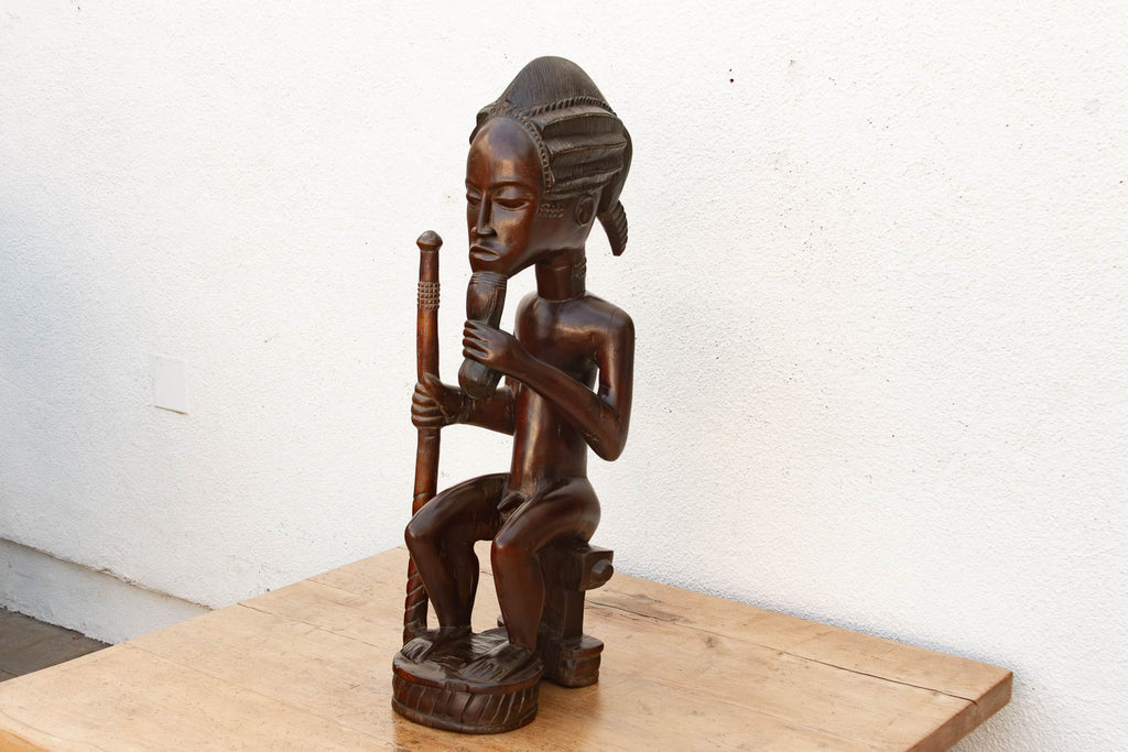 Handcarved African Chokwe Chief Figure