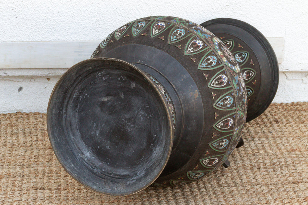 Massive Chinese Cloisonne Enamel Floor Vase