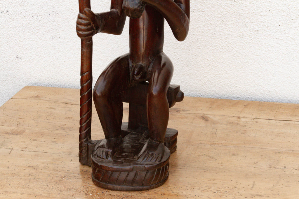 Handcarved African Chokwe Chief Figure