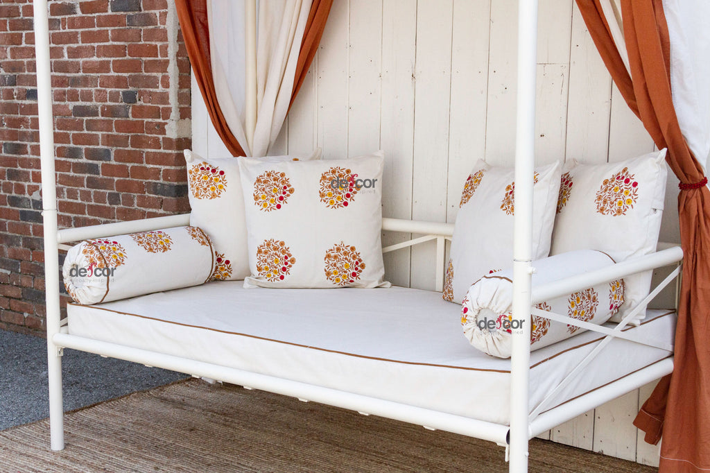 Indian Bouquet of Flowers Metal Canopy Daybed