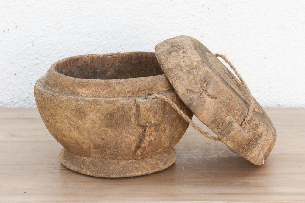 Antique Bleached Wood Grain Bowl
