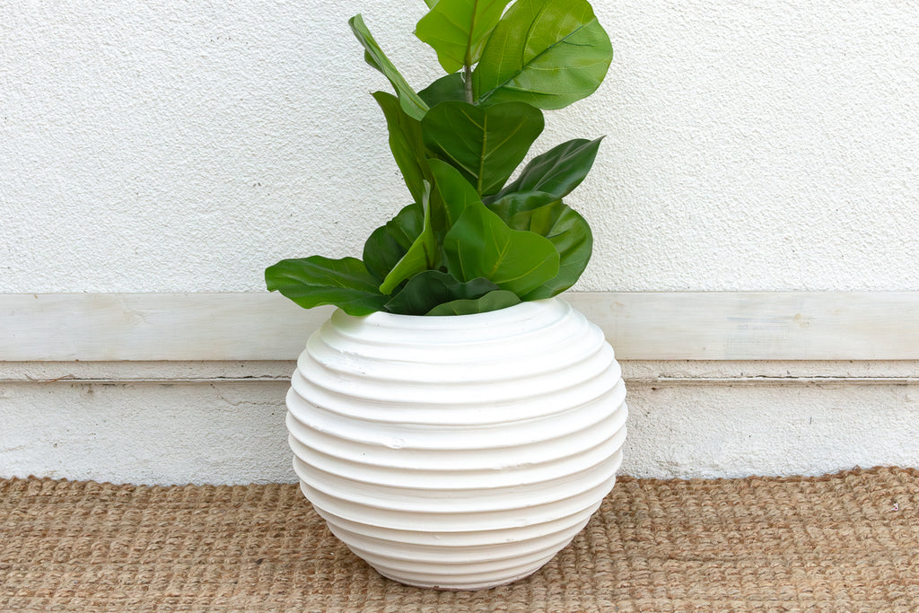 Contemporary White Terracotta Garden Planter