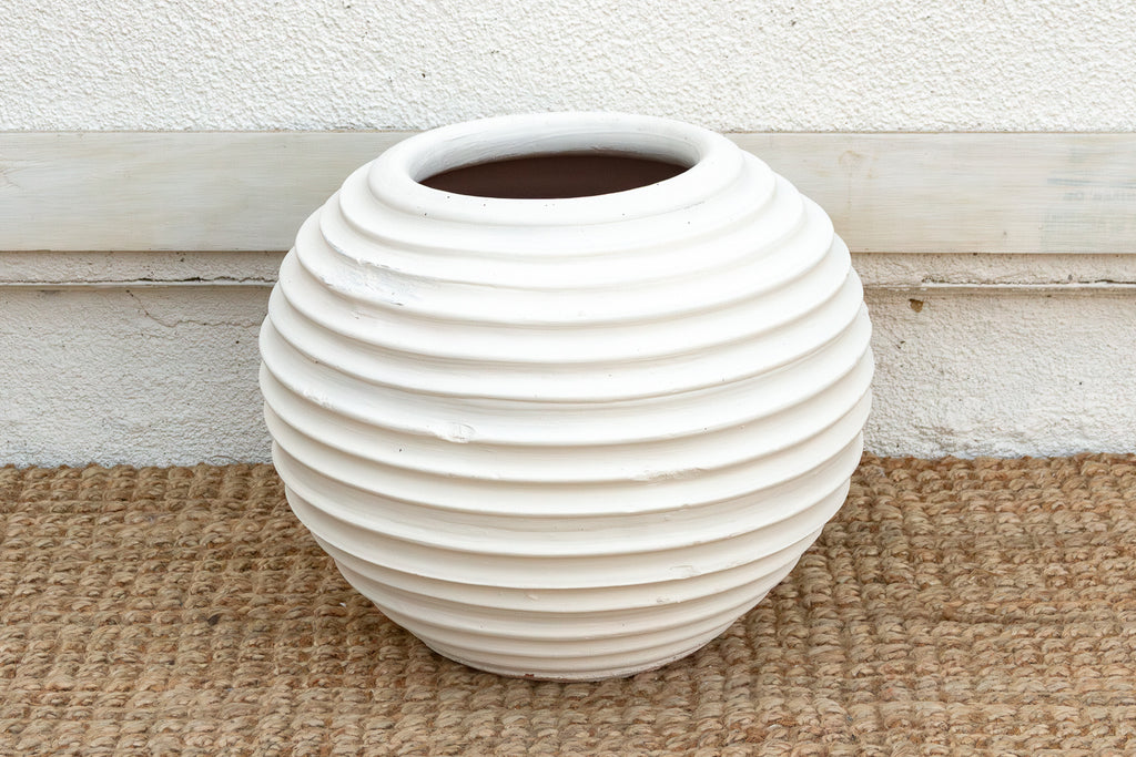 Contemporary White Terracotta Garden Planter