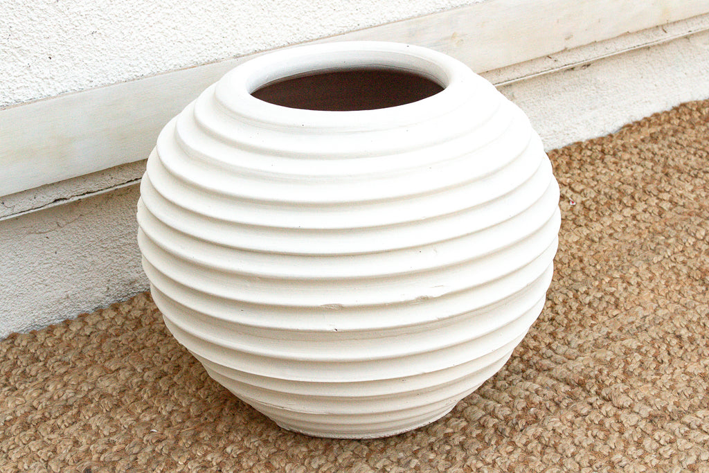 Contemporary White Terracotta Garden Planter
