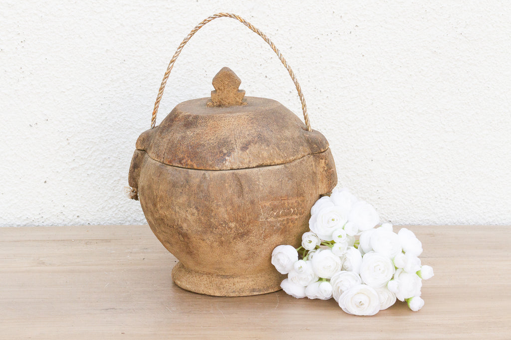 Antique Asian Wood Food Bowl