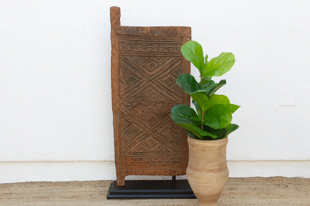 Rustic Beautifully Carved Bandiagara Diamond Door (Trade)
