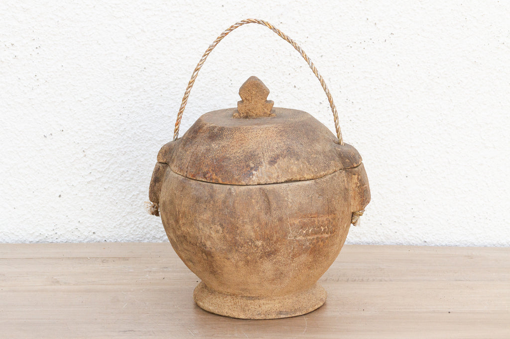 Antique Asian Wood Food Bowl