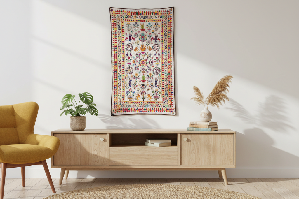 Vintage Indian Embroidered Wall Art