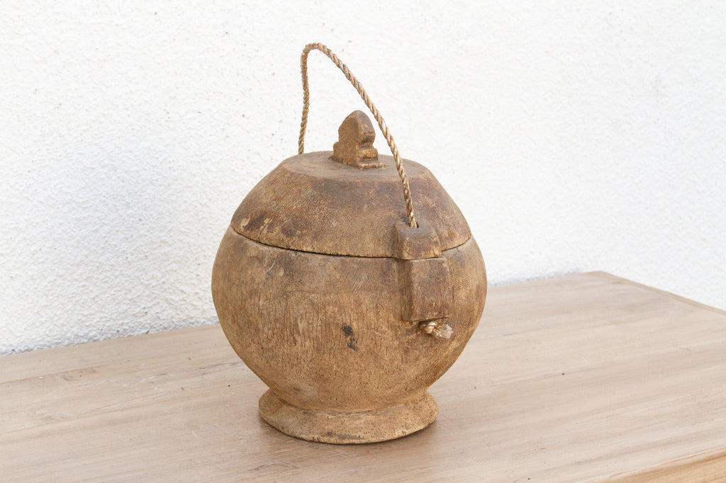 Antique Asian Wood Food Bowl